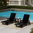 thumbnail image 2 of Bayport Ensemble de 3 Pcs de Chaises Longues/table Inclinables en Plastique HDPE pour Extérieur Noir, 2 of 6