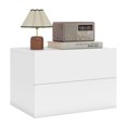 thumbnail image 1 of Costway Modern Floating Nightstand, Wall Mounted Bedside Table with 2 Storage Drawers White, 1 of 10