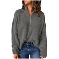thumbnail image 2 of Aqestyerly Blouse à Col en V pour Femmes Couleur Unie Manches Longues Froncées Chandail Décontracté Mode Ajusté Confortable, 2 of 7
