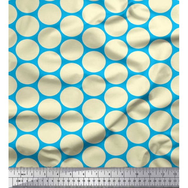 Soimoi Polyester Crepe Fabric Dots Dots Print Fabric by The Yard 52 Inch Wide