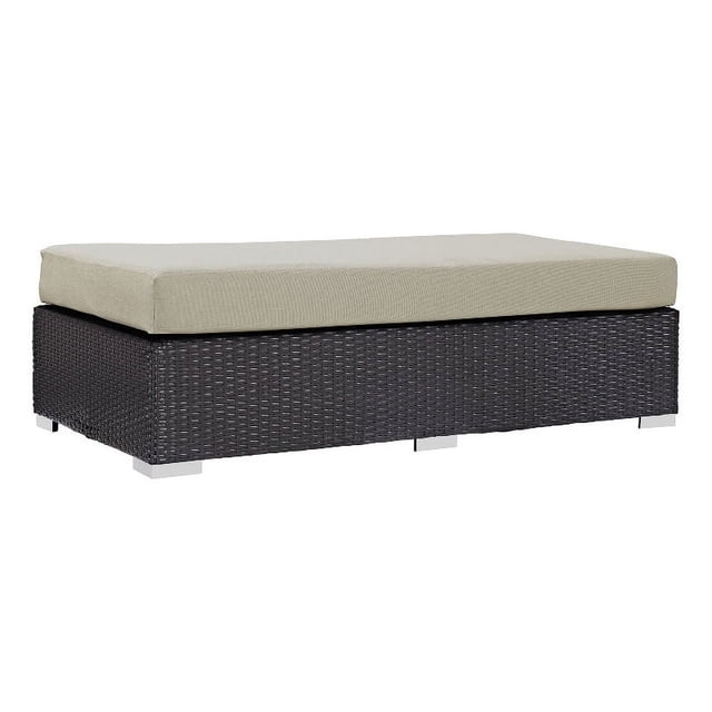Modway Convene Ottomane Rectangulaire en Rotin de Patio en Tissu, Espresso/Beige