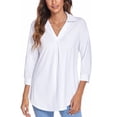 thumbnail image 1 of Innerwin Tops 3/4 Sleeve Women Blouse Work Solid Color Elegant Shirts White XL, 1 of 7