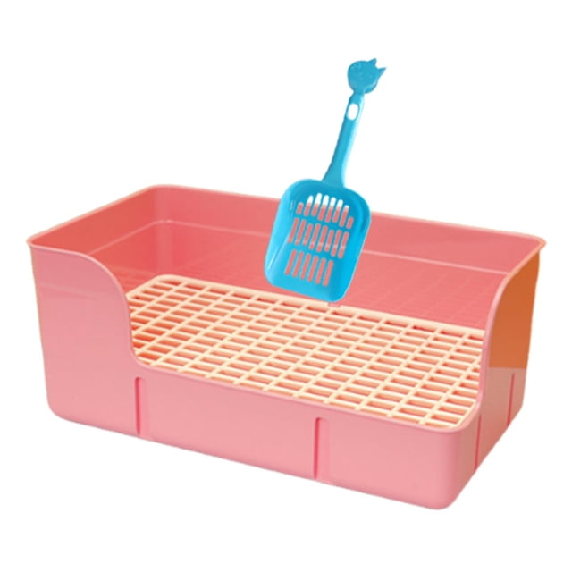 Milaget Rabbit Litter for Cage Bedpan Ferret Guinea Pig Potty Tray Corner Litter Pan Pink
