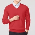 thumbnail image 3 of Xcmzpl Chandail-Robe à Col en V pour Hommes, Tricot, Manches Longues, Coupe Ajustée, Chandails Mode, Chandail à Enfiler, Chandail de Base Uni, Hauts de Chandail d'Automne, 3 of 5