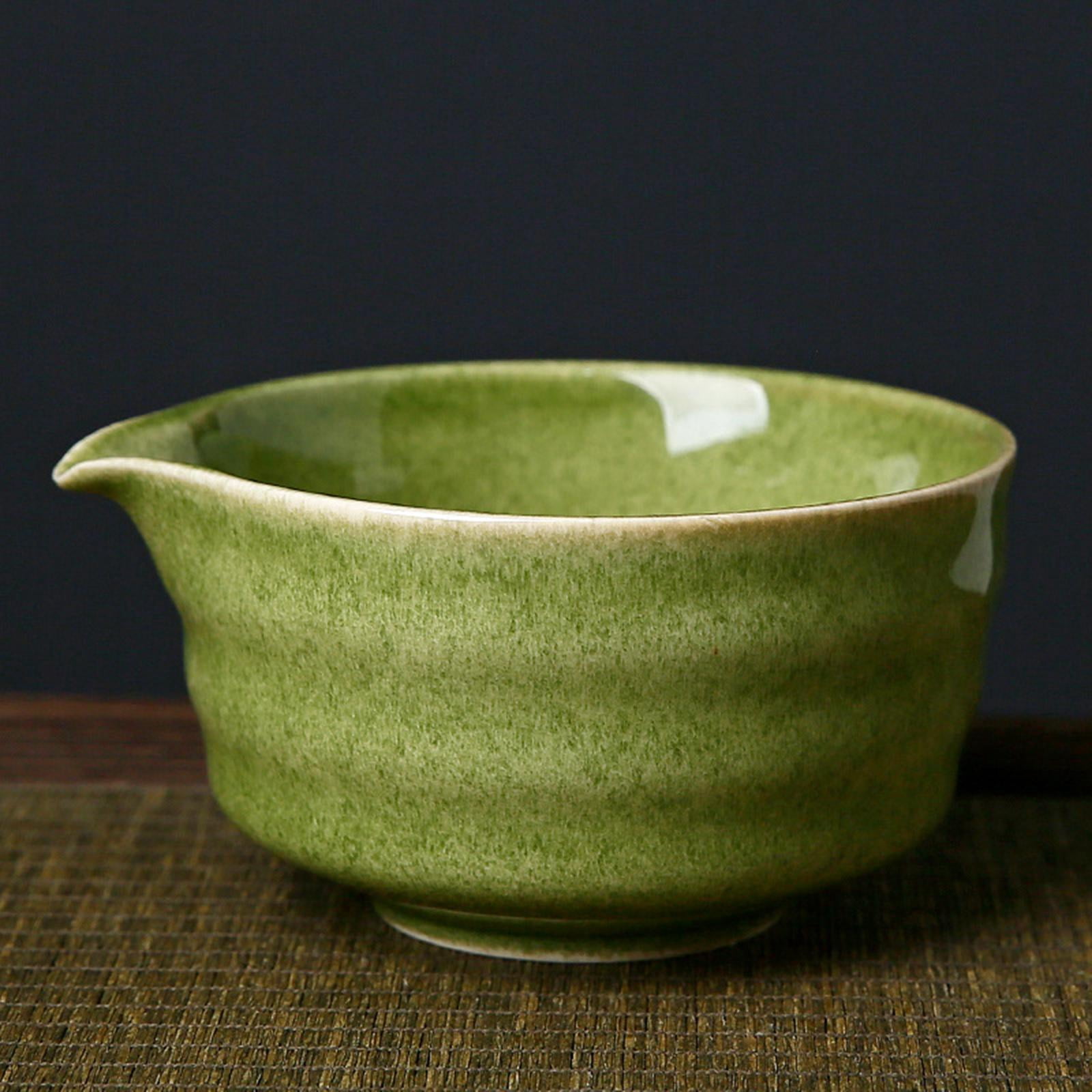 Elodie Ceramic Matcha Bowl 450ml Traditional Porcelain Tea Bowl for Family Beginner Dark Green
