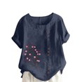thumbnail image 4 of Pisexur Hauts d'Été pour Femmes, Blouses Habillées Décontractées pour Femmes Hauts à la Mode Chandail Décontracté Imprimé Manches Courtes Col Rond, Grandes Tailles pour Femmes Multicolore, 3TG, 4 of 4