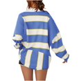 thumbnail image 4 of WEAIXIMIUNG Sweat à Capuche pour Femmes, Mode Graphique, Imprimé Rayé, Col à Revers, Bouton, Manches Longues, T-Shirt, 4 of 4