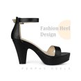 thumbnail image 4 of BLISSFUL STEP Platform Chunky Heel Sandals for Women Black 8.5, 4 of 7