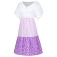 thumbnail image 4 of QIPOPIQ Robes pour Femmes Robe Midi à Manches Courtes à Étages Tendance Aguichant Décontractée Robes Robe d'Été Sans Manches Col Rond Unie Robe à Fente Offres 2023, 4 of 6