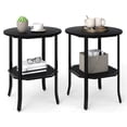 thumbnail image 1 of Gymax 2PCS Round End Table Night Stand w/ Storage Shelf Modern Bedside Table Black, 1 of 10