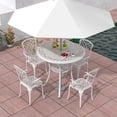 thumbnail image 2 of Gymax Table à Manger Rond de Patio 31,5 Pieds' pour 4 avec Trou pour Parasol 2 Pieds' Table d'Appoint d'Extérieur, 2 of 7