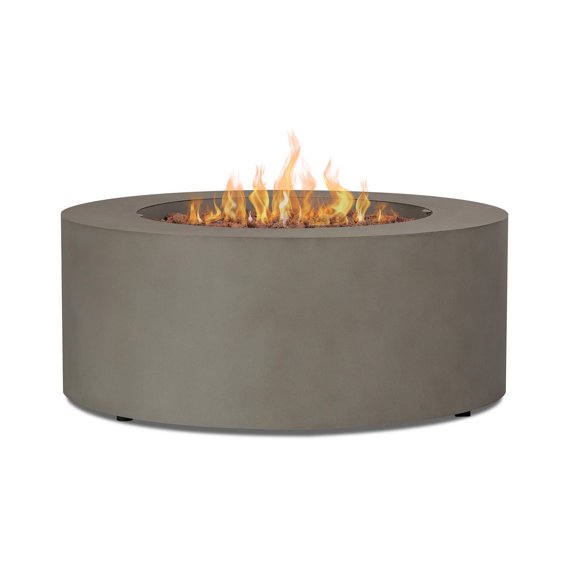 Real Flame Foyer Extérieur Rond au Gaz Propane ou Naturel de 36 po Aegean en Gris