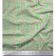thumbnail image 1 of Soimoi Green Georgette Viscose Fabric Mandala Geometric Printed Fabric 1 Yard 42 Inch Wide, 1 of 5