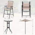 thumbnail image 3 of Costway 4PCS Patio Bistro Set Folding Counter Height Chairs Round Bar Table& Umbrella, 3 of 10