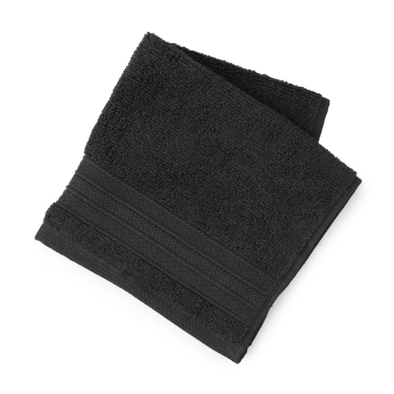 hometrends Solid 100% Cotton Washcloth, 1 Piece, 550 GSM, Highly Absorbent & Soft Bathroom Washcloth, Black