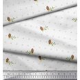 thumbnail image 2 of Soimoi Brun Moss Georgette Tissu Feuilles & Trèfle Imprimé Floral par Yard 42 Pouces de Large, 2 of 3
