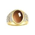 thumbnail image 1 of RYLOS Men's Rings 14K Yellow Gold Nugget Ring with Cabochon Gemstone & Diamonds Smoky Quartz Rings For Men Size 10, 1 of 7