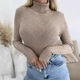 thumbnail image 2 of hoksml Women's Turtleneck Sweater Base Solid Color Slim Fit Knit Pullover Fashion Soft Layering Essential for Winter, 2 of 5