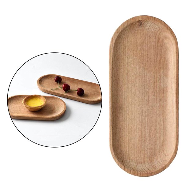 justharion Oval Wooden Tea Tray Serving Table Plate Snacks Food Tea Storage 10x23cm