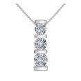 thumbnail image 1 of 1ct 3-Stone Diamond Bar Set Pendant 14 Karat White Gold, 1 of 1
