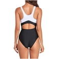 thumbnail image 3 of UPPADA Womens One Piece Swimsuits Athletic Training Swimwear Plus Size Bathing Suits Ruched Color Block Print Swimsuits Criss-Cross Back Crew Neck Athletic Training Swimwear Clearance White,Xxl, 3 of 8