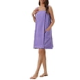 thumbnail image 4 of INSPIRE CHIC Women's Terry Wrap Bathrobe Spa Robe for Gym Pool Shower Bath Towel Robe Shower Dress S Grape Shake, 4 of 6