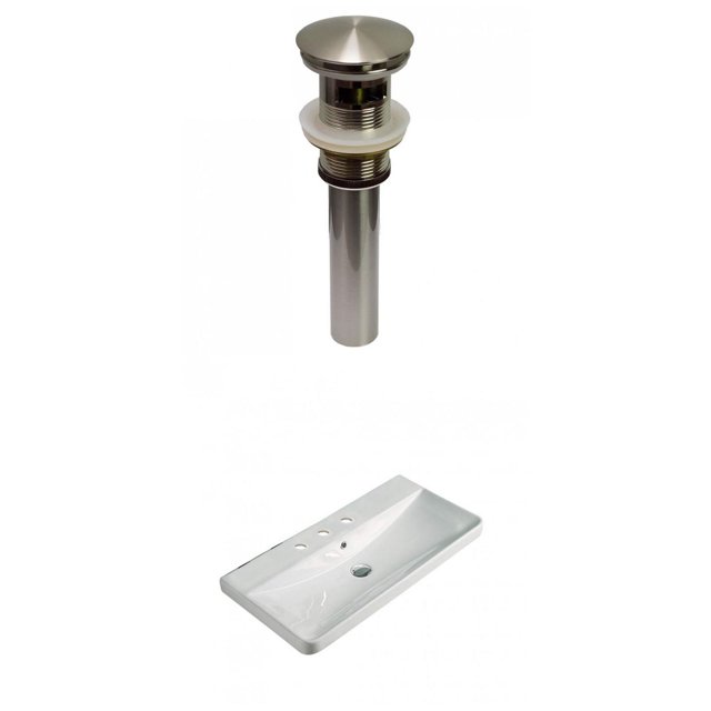 American Imaginations 31.89-in. W 3H8-in. Ceramic Top Set In White Color - Overflow Drain Incl. AI-30777