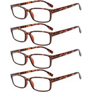 HAHDAXIA 4 Pack Reading Glasses for Women/Men Spring Hinges Readers Glasses Lightweight Eyeglasses