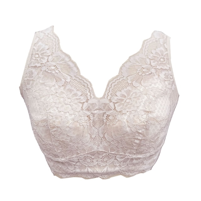BIMEI Women's Mastectomy Pockets Wireless Post-Surgery Plus Size Full Coverage Everyday Bra 2461,Beige,42C