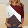 thumbnail image 1 of TIMIFIS Hauts pour Femmes Mi-Long Printemps Automne Imprimés Manches 3/4 Hauts Mode Grande Taille Col Ras du Cou T-Shirts Décontractés Blouses Chemises à Manches Longues pour Femmes Automne, 1 of 4