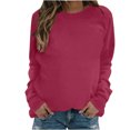 thumbnail image 1 of Hauts à Manches Longues pour Femmes Mode Femmes Décontracté Manches Longues Col Rond Uni Chandail pour Dames Hauts Blouse Blouses à Manches Longues pour Femmes Hauts à Manches Longues Hauts pour Femmes Manches Longues, 1 of 4
