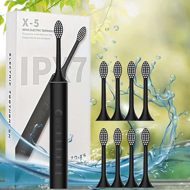 PRETXORVE Toothbrush with 8 Brush Heads 6-speed Timer IPX7 -Newly Upgraded Longer