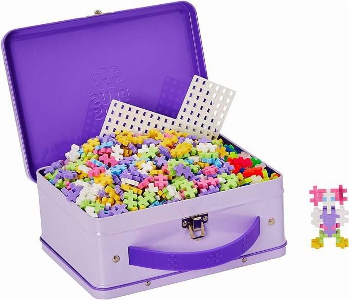 Plus-Plus - Coffret Métallique - 600 Pièces - Jeu de Construction Créatif - Couleurs Pastel dans une Valise de Voyage - Enfants de 5 à 12 Ans.
