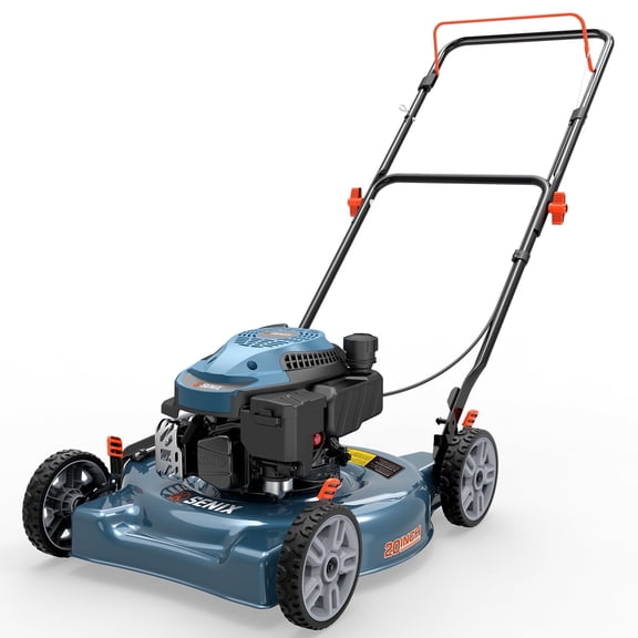 SENIX LSPG-L5 20" 144cc 4-Cycle Gas Powered Push Walk-Behind Lawn Mower, Side Discharge, 5-Position Height Adjustment