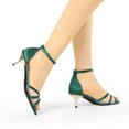 thumbnail image 2 of BLISSFUL STEP Women's Satin Rhinestone Stiletto Heel Sandals Green (Size 8.5), 2 of 7