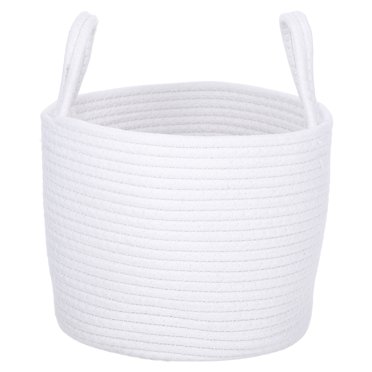 KAKOWELY small baskets Small Cotton Rope Storage Basket for Organizing Laundry and Books Desktop Toy Hamper with Carrying Handles Blanket Holder9.84"X9.84"X7.48"