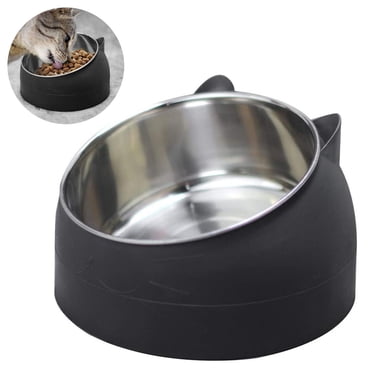 Stainless Steel Cat Bowls,Tilted Cat Dog Bowl Removable Water Food Feeder Bowl,Non-Skid & Non-Spill for Small Medium Large Cats Dogs