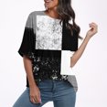 thumbnail image 4 of Pisexur Hauts d'Été pour Femmes Mode Décontractée Manches Courtes Col Rond T-Shirts Confortables Amples Surdimensionnés Imprimé Floral Blouses Hauts Mode T-Shirts Imprimés Graphiques Grande Taille Tops de Sortie S-5TG, 4 of 7