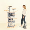 thumbnail image 3 of PawHut 54" Cat Tree Tower with Scratching Posts, Cat Condos, Light Grey, 3 of 10