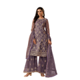 thumbnail image 1 of Custom Made Bollywood Designer Woman Blue Kurti Sharara Set for Party and Nikah Functions, 1 of 5