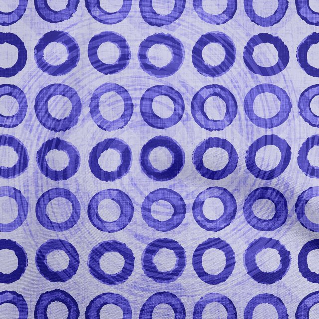 oneOone Cotton Poplin Blue Fabric Circle Fabric For Sewing Printed Craft Fabric By The Yard 56 Inch Wide