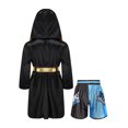 thumbnail image 2 of RUNQHUI Kids Boys Boxing Outfits Metallic Satin Hooded Robe Cloak and Shorts Set Boxer Party Fancy Dress B5 14, 2 of 5