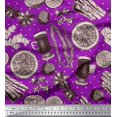 thumbnail image 1 of Soimoi polyester Crepe Fabric Dot,Spices & Cups Printed Fabric 1 Yard 42 Inch Wide, 1 of 3