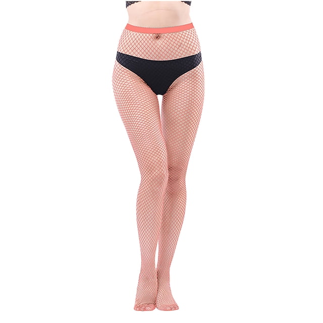 Penkiiy Bas Résille pour Femmes Chaussettes de Mode pour Femmes Couleur Chaussettes Perforées à la Mode Chaussettes en Filet de Pêche Super Élastiques Chaussettes à Bout Fermé en Maille Collants Orange