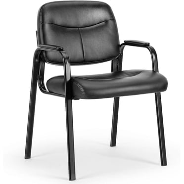 Sweetcrispy Chaises de Salle d'Attente avec Accoudoirs Rembourrés, Chaise de Bureau Fixe en Cuir PU pour Invité, pour Aire de Réception de Bureau à Domicile pour Personnes Âgées, Salle de Conférence, Hall Latéral, Noir