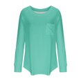 thumbnail image 4 of Timegard Womens Tops Crewneck Long Sleeve Drop Shoulder Basic Tee Fall Casual Loose Tops with Pocket, 4 of 5