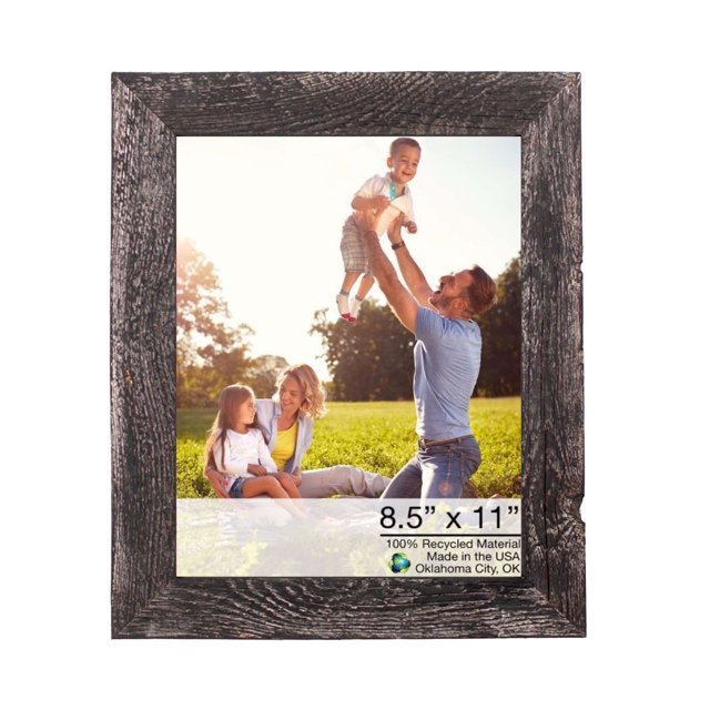 homeroots home decor 386568 8.5” x 11” Rustic Farmhouse Black Wood Frame