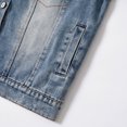 thumbnail image 4 of PatPat Light Blue Lapel Button Down Long-sleeve Distressed Denim Jacket for Women/Girls,One Piece, 4 of 7
