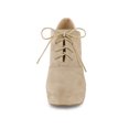 thumbnail image 2 of Unique Bargains Bottines à Lacets à Plateforme à Talon Épais pour Femme Beige US 9, 2 of 8