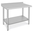 thumbnail image 1 of Senfot 48 x 24 x 35 Inch Double Layer Stainless Steel Workbench, Stationary Utility Table without Casters, Equipped with Rear Back Panel for Kitchen Garage, 1 of 9